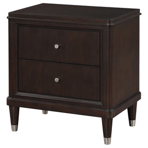 English Elm Niguel Brown 2-Drawer Nightstand with Felt-Lined Top Drawer, Modern Metallic Accents, Spacious Wood Storage, 27"H x 26"W Elegance B062P299914