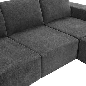 English Elm 110*72" Modular U Shaped Sectional Sofa with Plush Chenille, Deep Seats, No Assembly Dark Gray N723S0614E