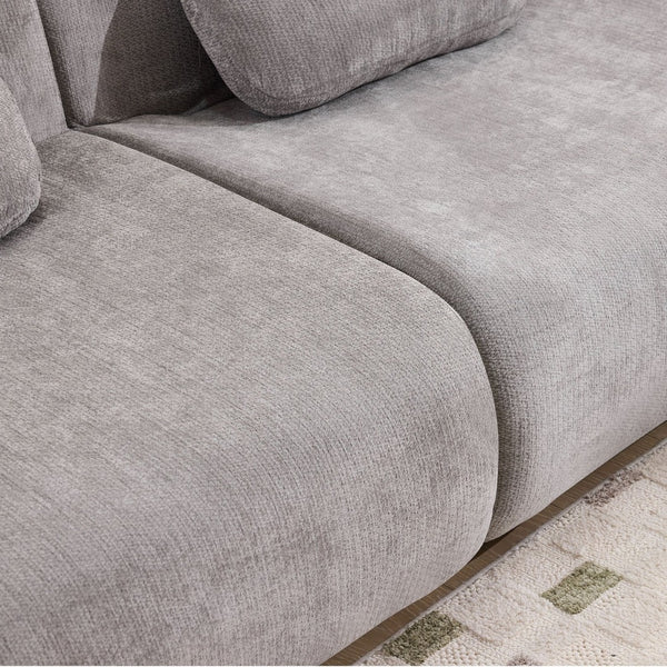 English Elm Modular Chenille Deep Seat Sectional Sofa with Bamboo Frame for Living Room Lounge Grey W1829S00072