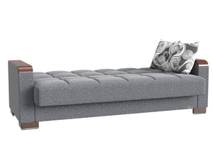 English Elm Primenest Zenaero Convertible Sofabed With Wood Trim, Storage & Stylish Grey Chenille Upholstery B030P286540-GIGA