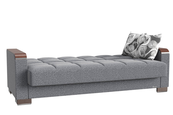 English Elm Primenest Zenaero Convertible Sofabed With Wood Trim, Storage & Stylish Grey Chenille Upholstery B030P286540-GIGA