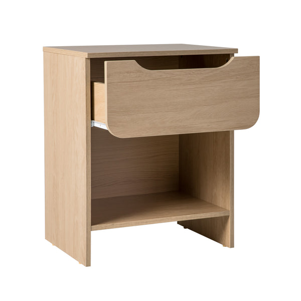 Domm Modern Scandinavian Nightstand with Open Cubby, Sleek Design & Quick 30-Minute Assembly