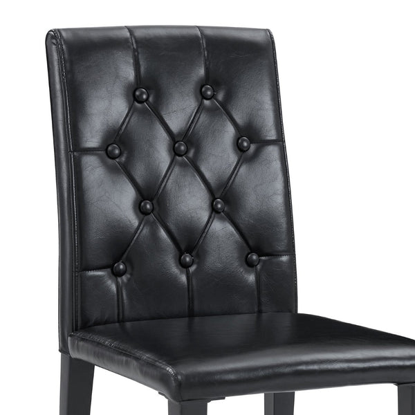 English Elm Black Wood Grain Mdf Dining Set Seats Four with Pu Leather Buckle Chairs Modern W1151S04431