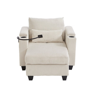 English Elm Convertible Chaise Lounge Sofa Bed With Usb Ports, Cup Holders & Storage For Stylish Comfort N719S002021A