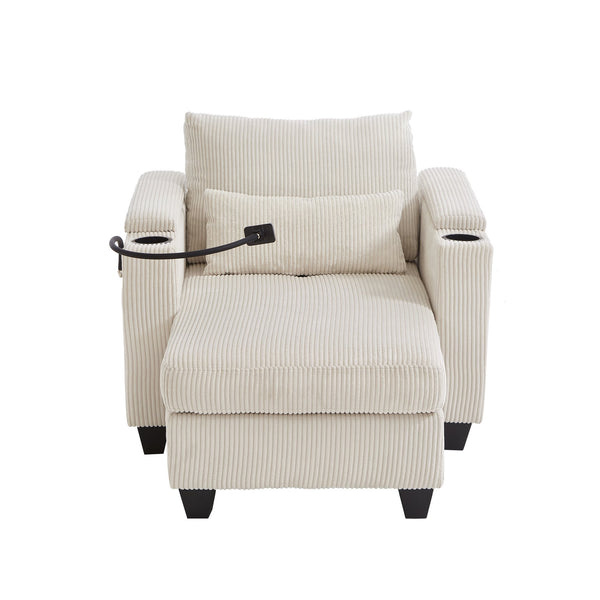 English Elm Convertible Chaise Lounge Sofa Bed With Usb Ports, Cup Holders & Storage For Stylish Comfort N719S002021A