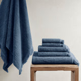 INK+IVY Nova Global Inspired Cotton Dobby Slub 6 Piece Towel Set II73-1252 Navy