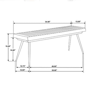 English Elm Leather Upholstered Dining Bench with Hand-Dyed Goat Leather, Vertical Tufting and Metal Legs Antique Espresso B016P369687