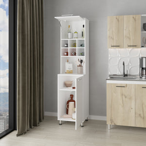 English Elm Corinth Kitchen Pantry White – Engineered Wood Storage with Shelves, Cubbies, Microwave Space, Adjustable Legs B092P286127