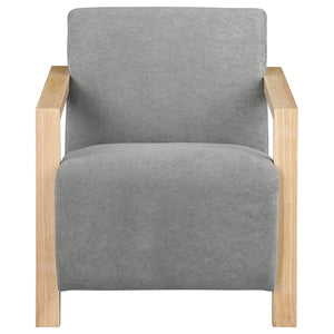 English Elm Landis Grey Fabric Accent Chair with Natural Wood Arms for Modern Living Spaces B062P441110
