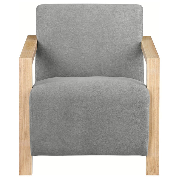English Elm Landis Grey Fabric Accent Chair with Natural Wood Arms for Modern Living Spaces B062P441110