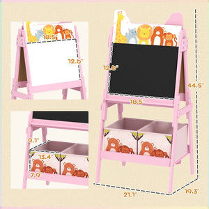 English Elm Kids Double Sided Art Easel Chalkboard Whiteboard with Storage Boxes for Young Artists T3971P440668