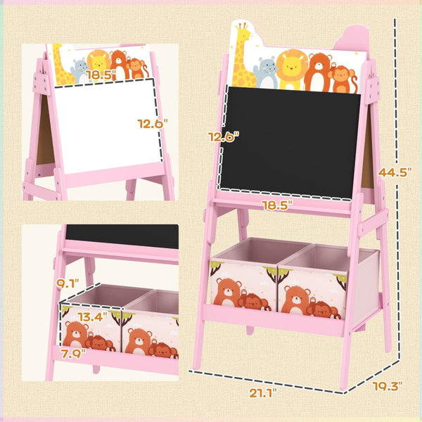 English Elm Kids Double Sided Art Easel Chalkboard Whiteboard with Storage Boxes for Young Artists T3971P440668