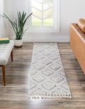 Unique Loom Cherokee Gatlinburg Machine Made Geometric Rug Ivory, Gray 2' 0" x 12' 2"