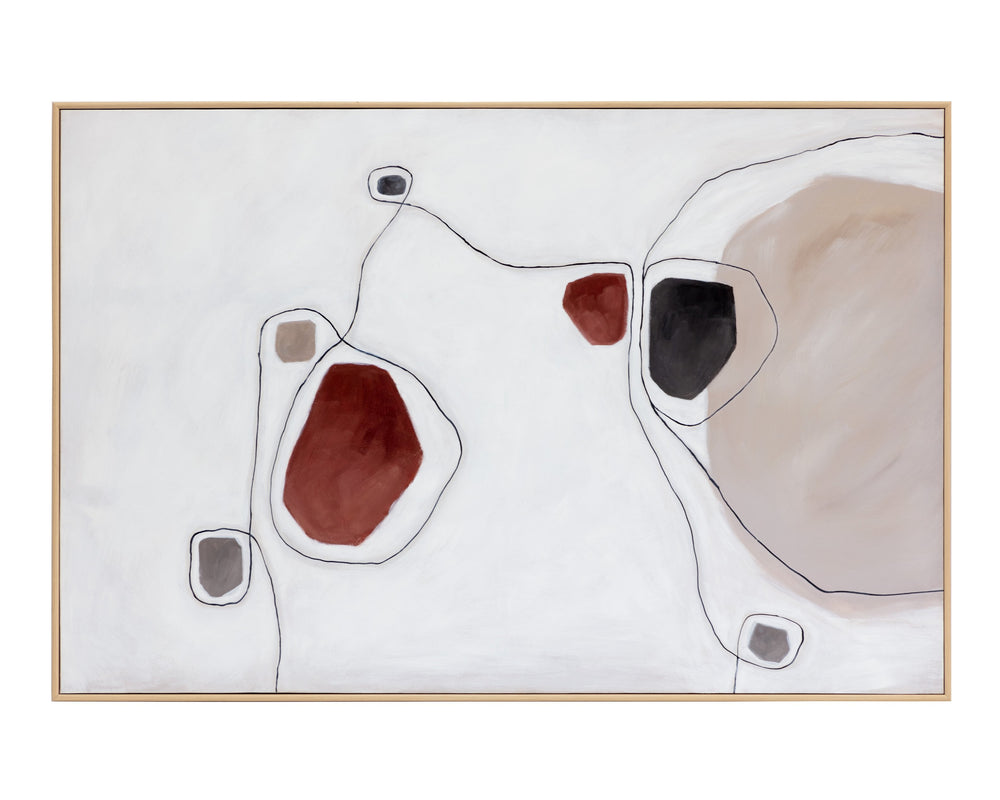 Sunpan Connectivity Modern Art Piece - Hand-Painted Terracotta Design with Unique Wood Floater Frame