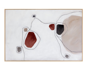 Sunpan Connectivity Modern Art Piece - Hand-Painted Terracotta Design with Unique Wood Floater Frame