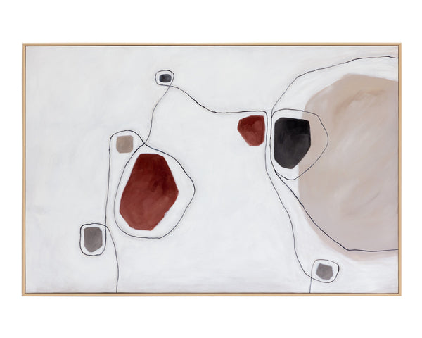 Sunpan Connectivity Modern Art Piece - Hand-Painted Terracotta Design with Unique Wood Floater Frame