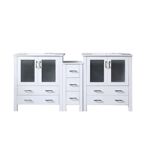 English Elm White Double Bath Vanity With Side Cabinet, Elegant White Ceramic Top & Ample Storage Solutions B2731S00612-GIGA
