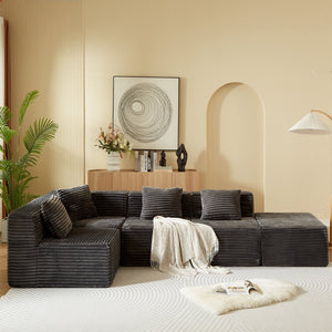 English Elm Modular Sectional Sofa - L-Shape Cloud Couch With Plush Corduroy, Memory Foam Comfort, Easy Setup W3434S00004