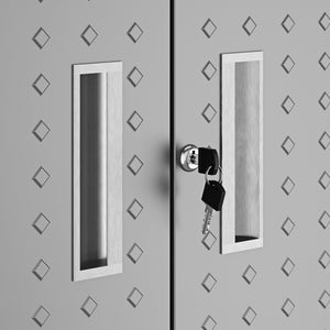 English Elm Floating Wall Cabinet Lockable Industrial Storage with Diamond Texture Dark Gray Finish B365P410806