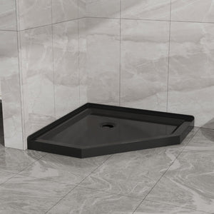 English Elm Goodyo Neo-angle Corner Shower Base Acrylic Abs Matte Black Low Profile Design D163147917