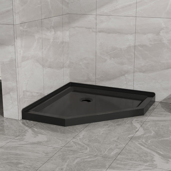 English Elm Goodyo Neo-angle Corner Shower Base Acrylic Abs Matte Black Low Profile Design D163147917