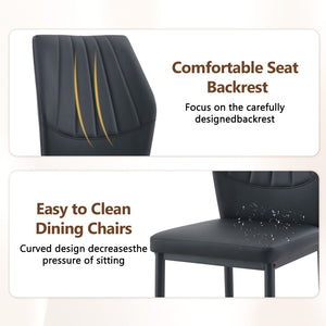 English Elm Table Black Textured Dining Set With 4 Ergonomic Pu Chairs - Modern, Durable & Stylish Design For Home W1151S04308-GIGA