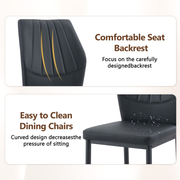 English Elm Table Black Textured Dining Set With 4 Ergonomic Pu Chairs - Modern, Durable & Stylish Design For Home W1151S04308-GIGA