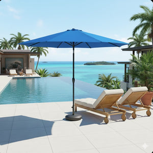 English Elm 13 Foot Cobalt Market Umbrella with Crank Lift Tilt and Uv Resistant Canopy for Outdoor Patios B082P454990