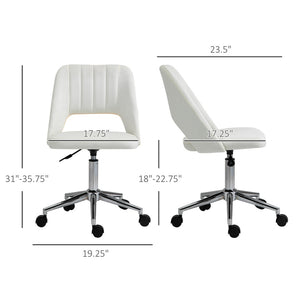 English Elm Vinsetto Velvet Armless Swivel Office Chair - Modern Mid Back Design, Adjustable Height, Cream White W2225P217489-GIGA