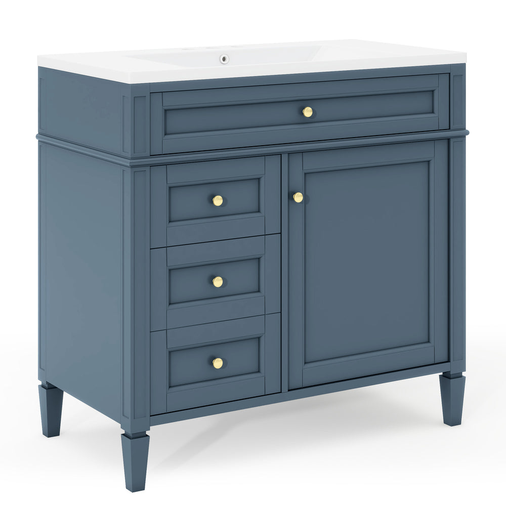 English Elm 36'' Modern Bathroom Vanity With Ceramic Sink, 2 Drawers & Tip-Out Drawer For Stylish Storage Solutions SW000119AAM-2