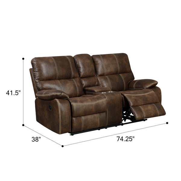 English Elm Wallace & Bay - Brown Power Reclining Loveseat – Rustic Contemporary Chocolate Fabric, Easy-Care Comfort, 75" Wide B361P384417