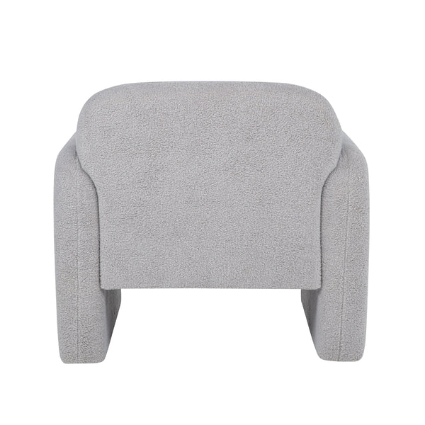 English Elm Stylish Teddy Fleece Single Sofa Chair with Arms and Pillow, Cozy Accent Armchair for Living Room Gray 30 L x 24.75 W x 24 H W1716P196466