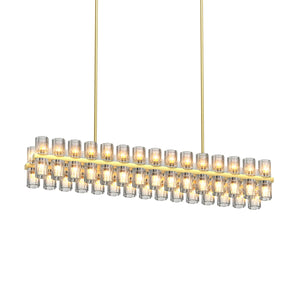 English Elm Crystal Gold Rectangle Chandelier 32.7x18.5in — Modern Farmhouse Kitchen Island Dining Light, 60W Warm White W1340P310783