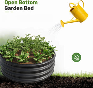 English Elm 2PCS Tall Round Raised Garden Beds 32" x 11.4" Metal Planter Boxes for Vegetables Flowers Herbs Black W840P321520