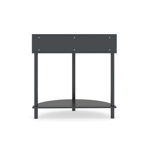 English Elm Artisan-crafted Demi-lune Console Sculptural Wave Drawers Vanilla Lacquer Hallway Accent Dark Gray W2557P329371