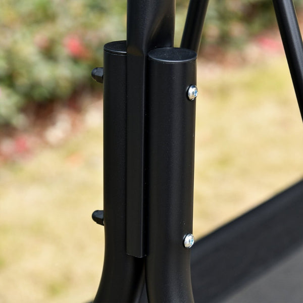 English Elm Outsunny Patio Swing Chair With Adjustable Canopy, Durable Steel Frame, Seats 2 Adults, Black Mesh W2225P175520-GIGA