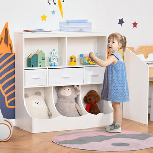 English Elm HOMCOM Kids Storage Bookcase Organizer with 8 Compartments & 3 Drawers, Stable MDF Shelf for Toys W2225P200500