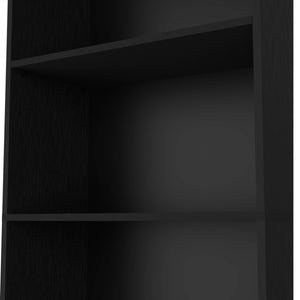English Elm Sutton Black 4-Shelf Bookcase with Extra Open Shelf, Space-Saving Particle Board Storage Unit B128P176161