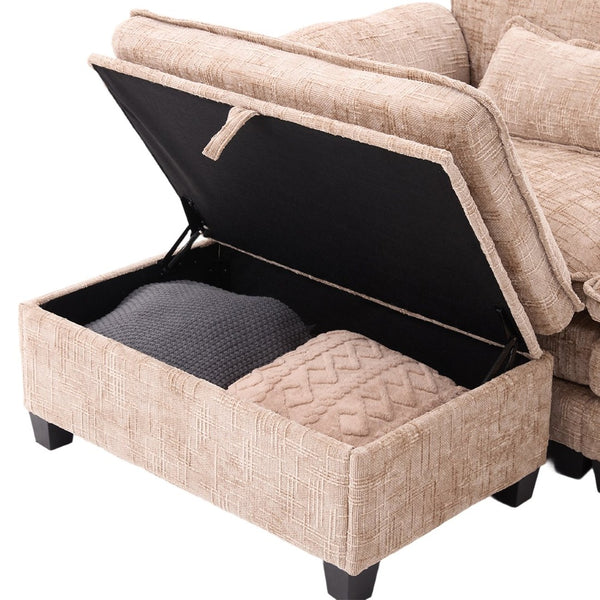 English Elm United We Win 112" Oversized Modular Chenille Sectional Sofa With Storage Ottoman & Usb Charging Ports W1568S00183-GIGA