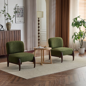 English Elm Christopher Knight Home® - [Set of 2] Boucle Lounge Chair with Rolled Backrest, Solid Wood Frame, Plush Durable Upholstery for Modern Spaces Green N767P256376G_2