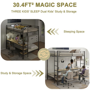 English Elm Ethan Full Over Twin Bunk Bed With Desk, Charging Station & Safety Guard For Smart Room Solutions B083S00006
