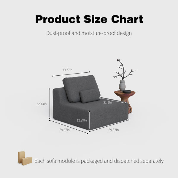 English Elm Oversized Modular Sectional Sofa with Plush Foam Support and Frameless Design for Cozy Lounging Grey W3361P346271