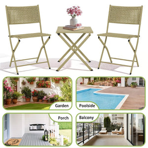 English Elm Patio Folding Bistro Set with E-coated Steel Frame for Balcony Garden Outdoor Dining Light Green T5880P492160
