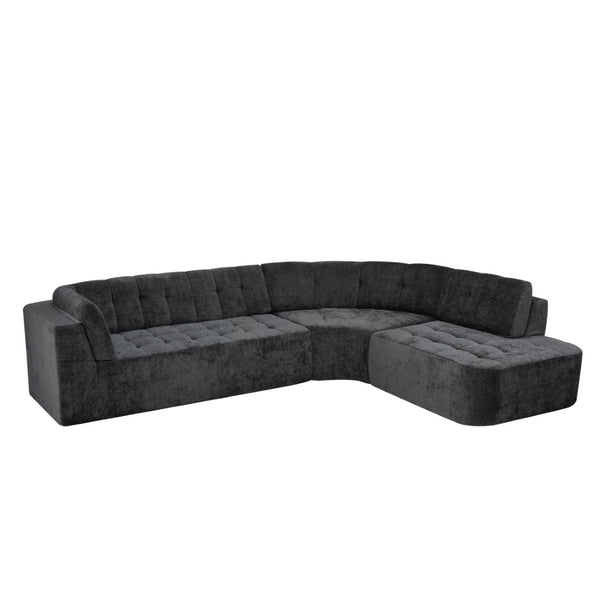 English Elm 119'' Curved L-shaped Sectional with Button Tufting and Pocket Spring Seating N760S0000048E