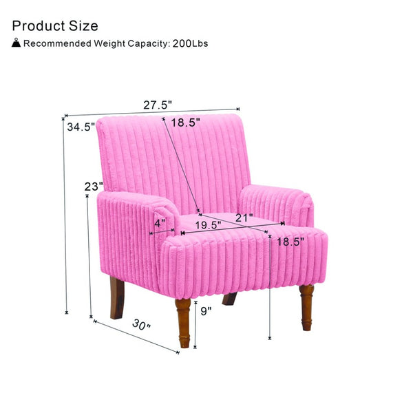 English Elm Modern Wide Wale Corduroy Accent Chair Solid Wood Legs Upholstered Living Room Seat W5568P445696