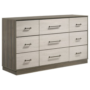 English Elm Lincoln Queen Bedroom Set with Led Headboard Italian Modern Natural Wood Finish B062S01819