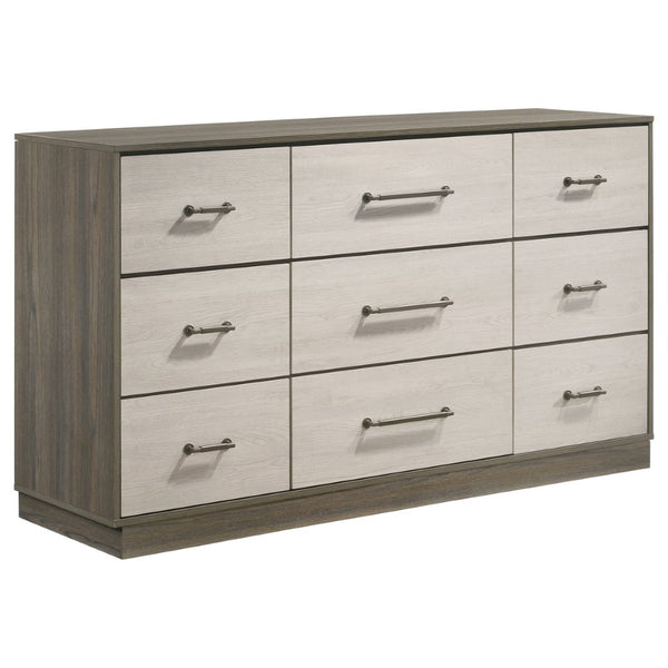 English Elm Lincoln Queen Bedroom Set with Led Headboard Italian Modern Natural Wood Finish B062S01819