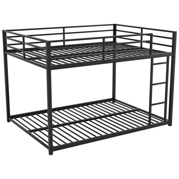 English Elm Full Over Low Profile Steel Bunk Bed with Guardrail and Integrated Ladder Black MF285536AAB