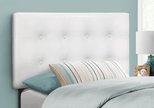 English Elm Bed, Transitional Twin Headboard In White Faux Leather - Elegant Button-Tufted Design For Bedrooms B2710P219553