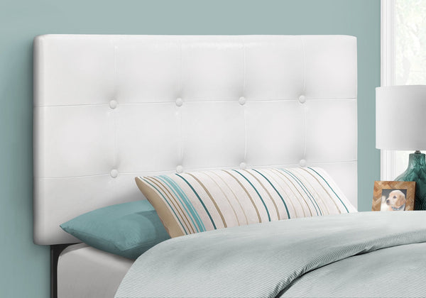 English Elm Bed, Transitional Twin Headboard In White Faux Leather - Elegant Button-Tufted Design For Bedrooms B2710P219553